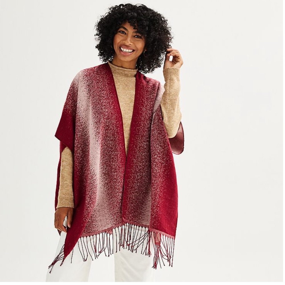 NWT Cejon ombré stripe ruana poncho size large to 3x will fit
